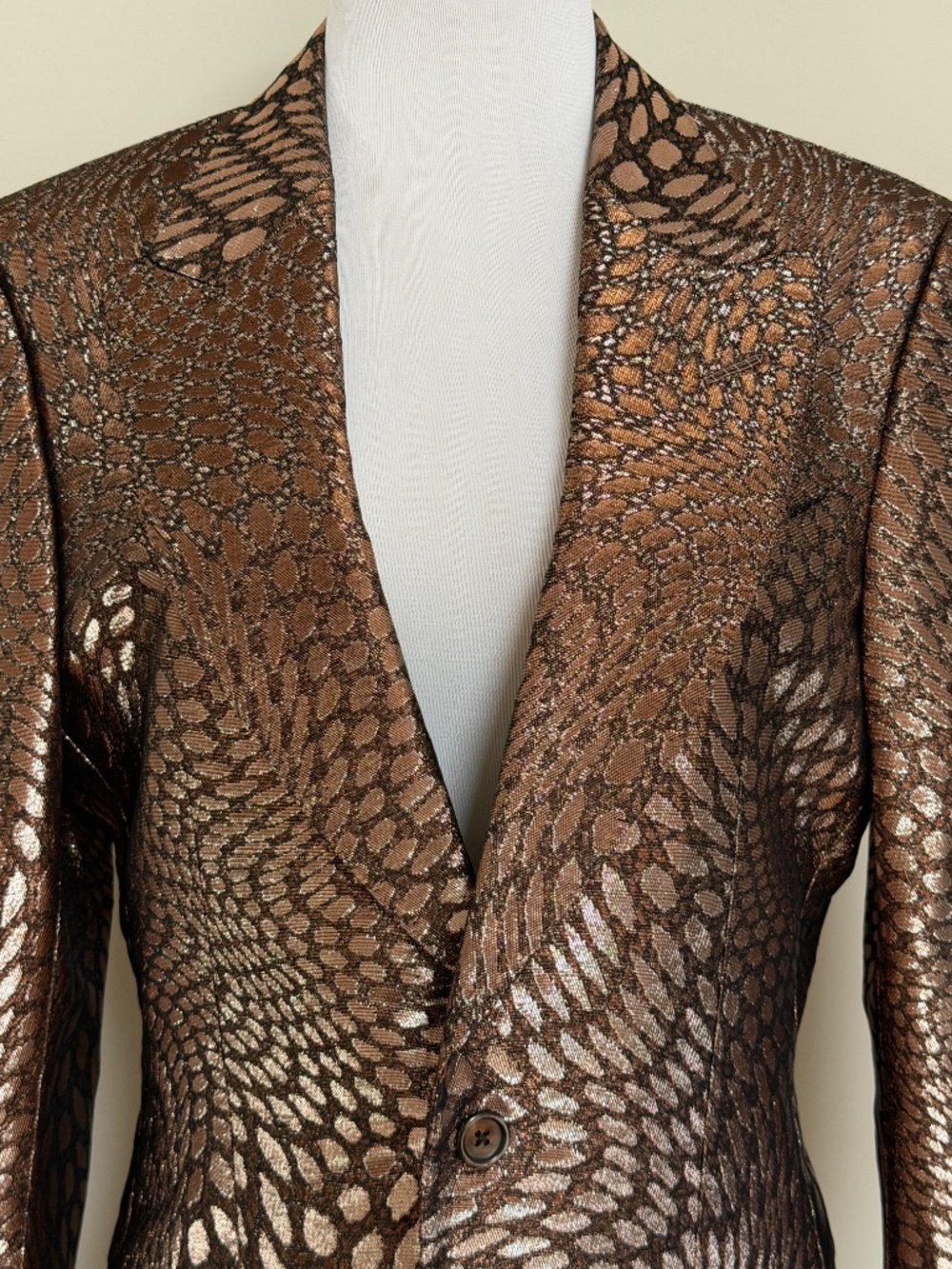 Tom Ford Atticus Bronze Distorted Dot Pattern Dupioni Dinner Jacket - Picture 3 of 15